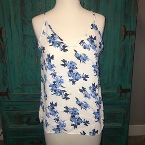 Floral blue light tank top